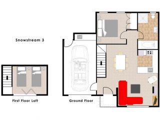 Snow Stream 1 Bedroom and loft with gas fire garage parking and mountain view Chalet, Thredbo - 2